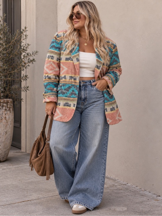 bill blass Jackets & Blazers - vintage bill blass women's large blazer southwest aztec tribal jacket 80s 90s
